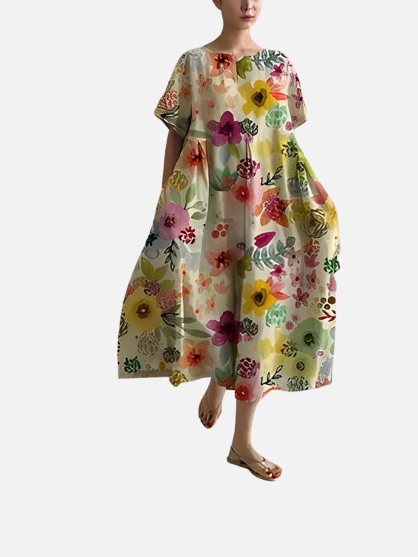 Mette | Oversize Midikjole med Blomsterprint