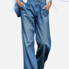 Mette | Blå Vide Jeans med Høj Talje