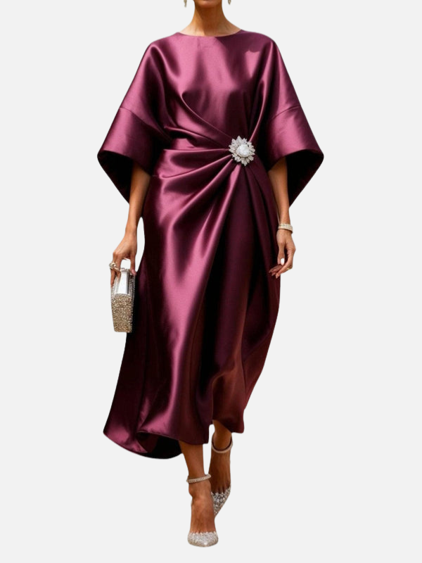 Karen | Draperet Satin Maxikjole