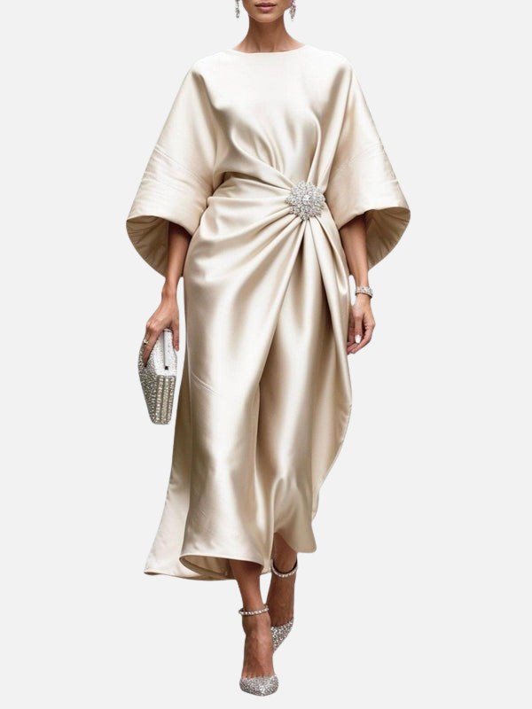Karen | Draperet Satin Maxikjole