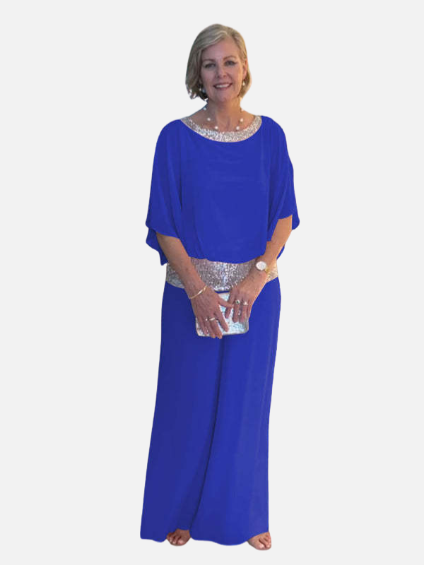 Mette | Elegant Buksedragt med Pailletter