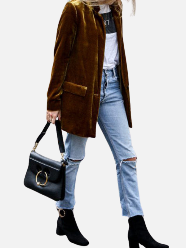Lene | Elegant Fløjlsblazer med Reverskrave