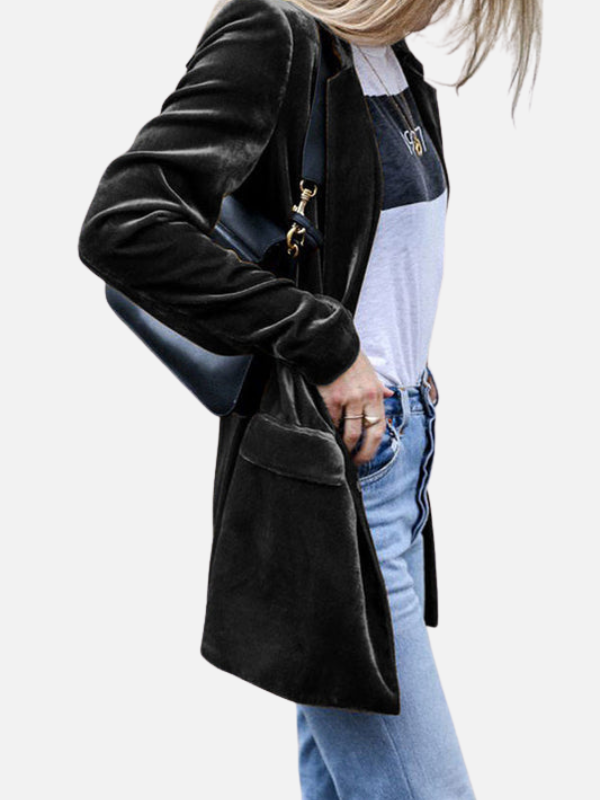 Lene | Elegant Fløjlsblazer med Reverskrave