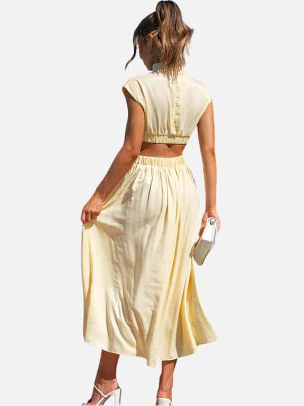Anna | Elegant Midikjole med Cut-Out