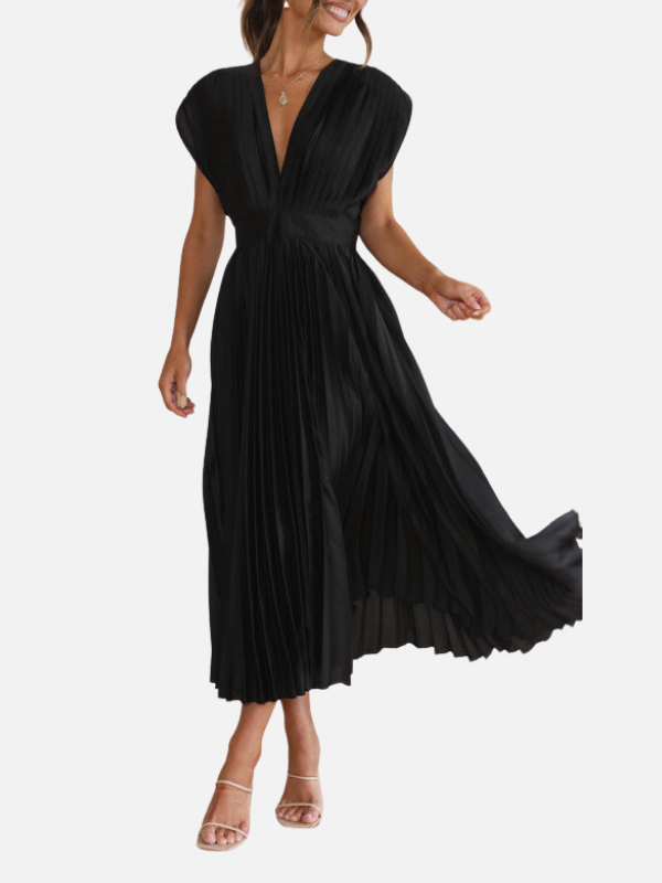 Mette | Elegant Plisseret Festkjole i Maxi