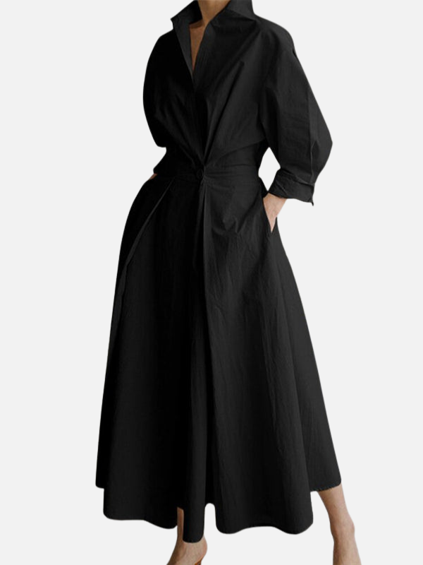Anna | Elegant Skjortekjole i Maxilængde