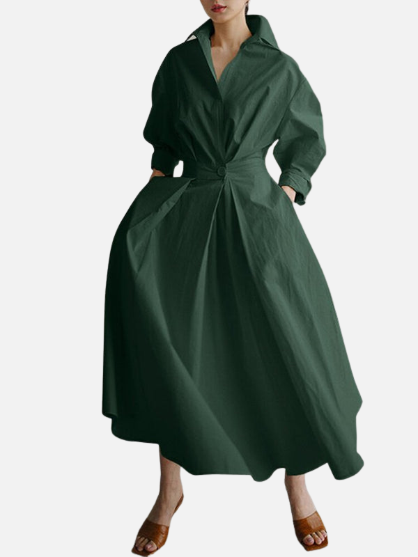 Anna | Elegant Skjortekjole i Maxilængde