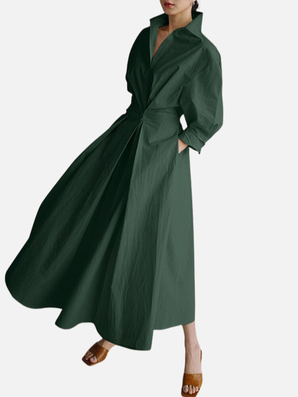 Anna | Elegant Skjortekjole i Maxilængde