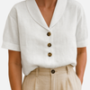 Susanne | Elegant V-Hals Bluse med Knaplukning