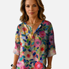 Susanne | Farverig Blomstret V-Hals Bluse