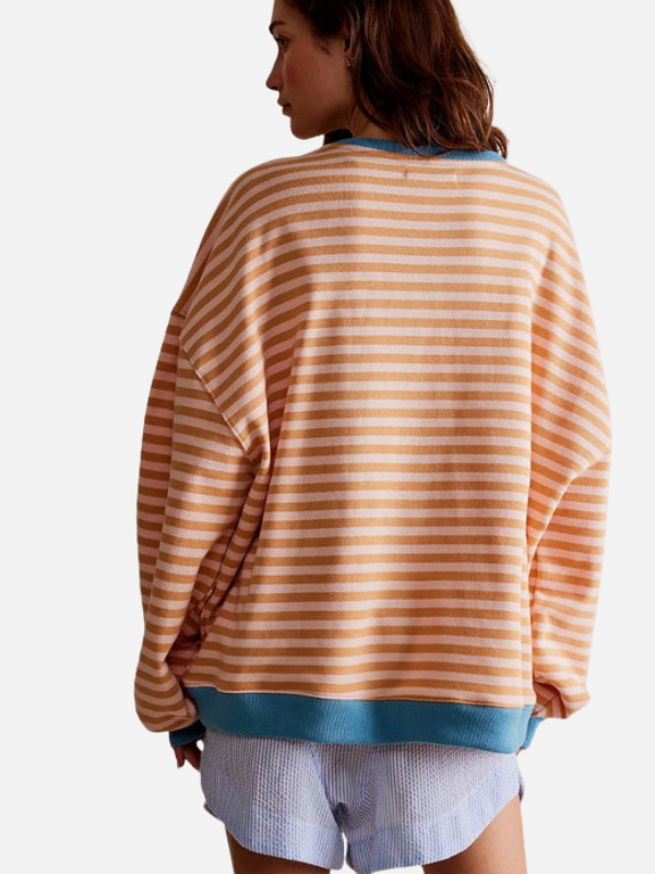 Lene | Farverig Oversized Stribet Sweatshirt