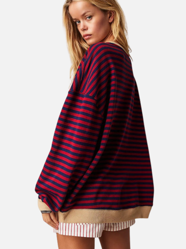 Lene | Farverig Oversized Stribet Sweatshirt