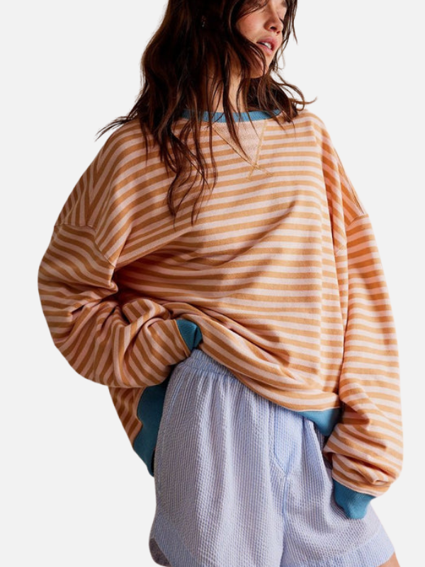 Lene | Farverig Oversized Stribet Sweatshirt