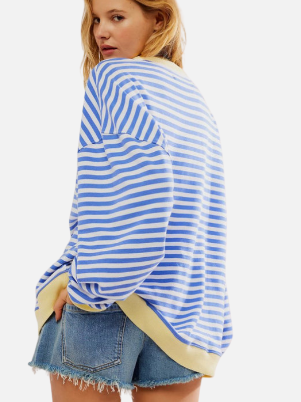 Lene | Farverig Oversized Stribet Sweatshirt