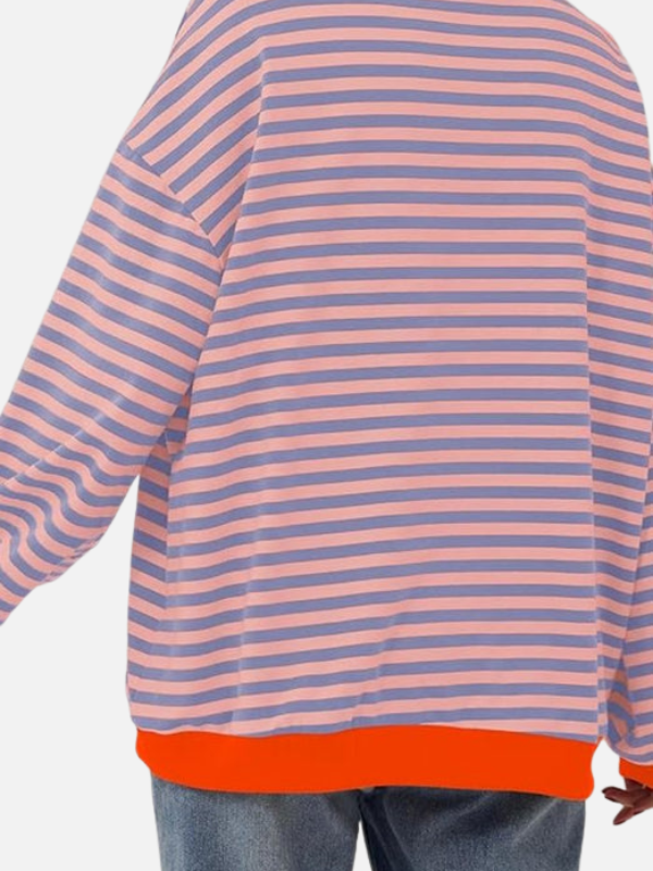 Lene | Farverig Oversized Stribet Sweatshirt