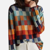 Maria | Farverig Ternet Strik Sweater med Høj Hals