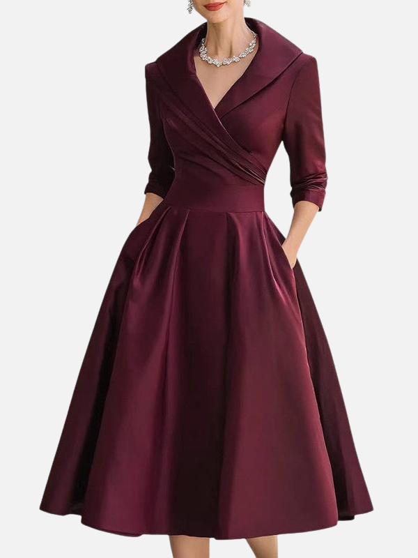 Karen | Festkjole Midikjole med V-Hals, Elegant