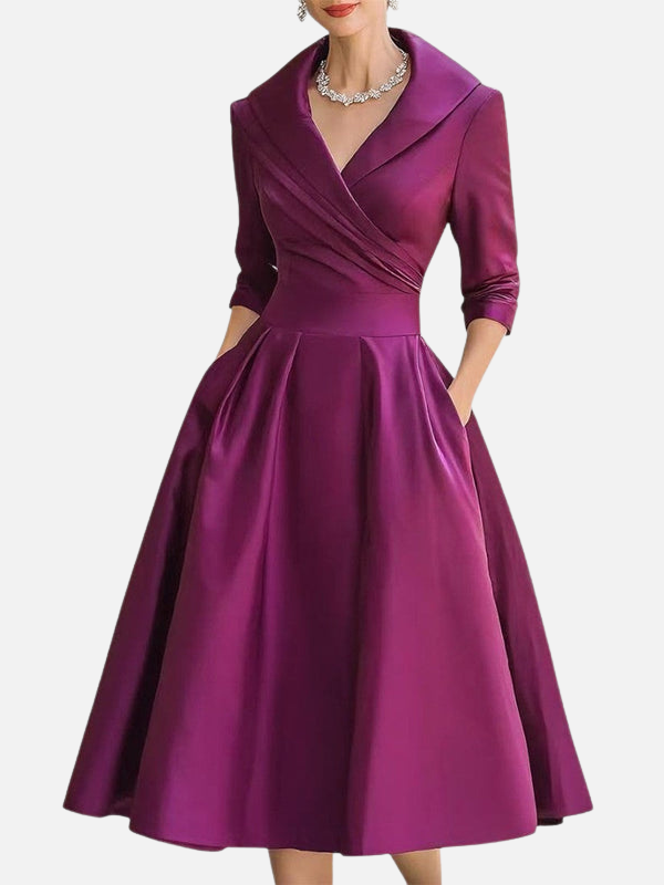 Karen | Festkjole Midikjole med V-Hals, Elegant