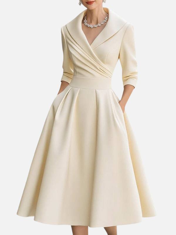 Karen | Festkjole Midikjole med V-Hals, Elegant