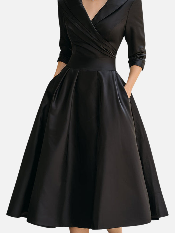Karen | Festkjole Midikjole med V-Hals, Elegant