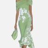 Ida | Figurnær Blomstret Off-Shoulder Midikjole