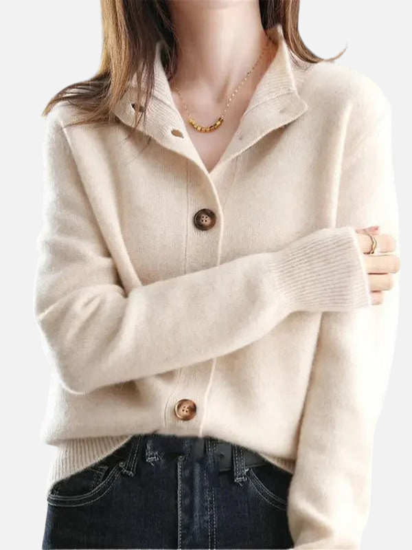 Anne | Finstrik Cardigan med Krave og Knapper