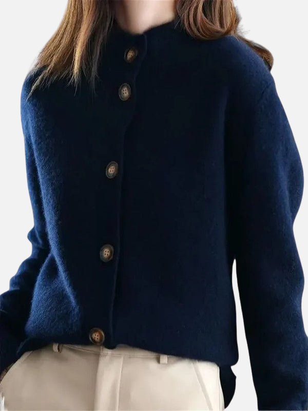 Anne | Finstrik Cardigan med Krave og Knapper
