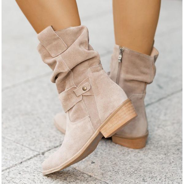 Camilla | Flade Slouch Støvler med Lynlås, Boho