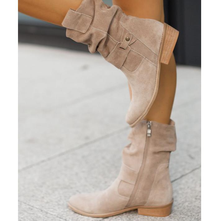 Camilla | Flade Slouch Støvler med Lynlås, Boho