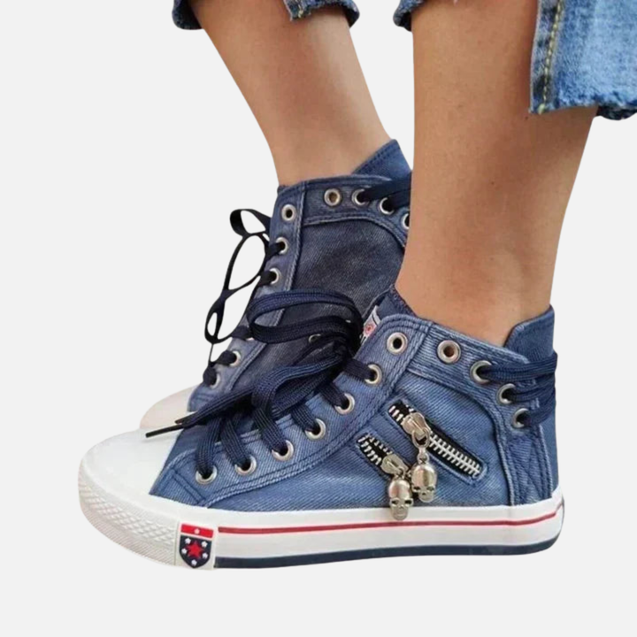Camilla | Høje Canvas Sneakers med Snøre