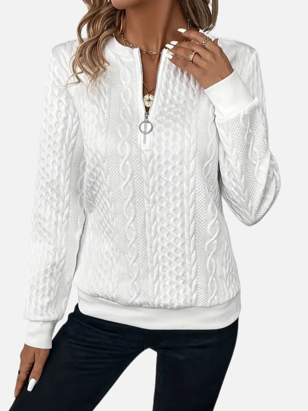 Ida | Half-Zip Trøje i Kabelmønster