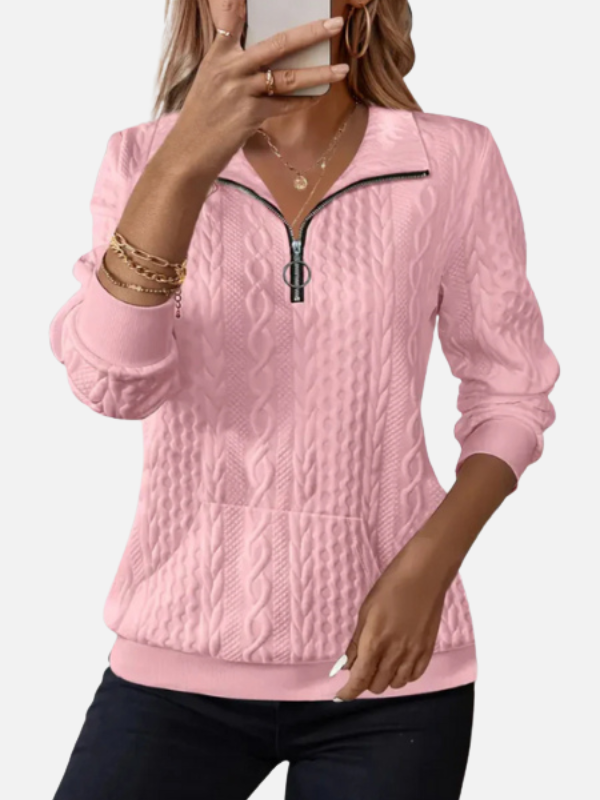 Ida | Half-Zip Trøje i Kabelmønster