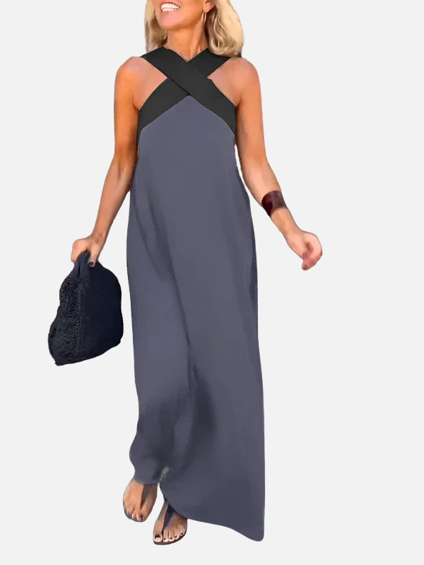 Camilla | Halterneck Maxikjole med Kryds