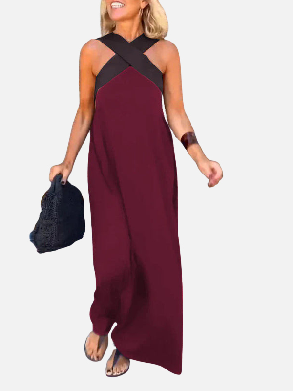Camilla | Halterneck Maxikjole med Kryds
