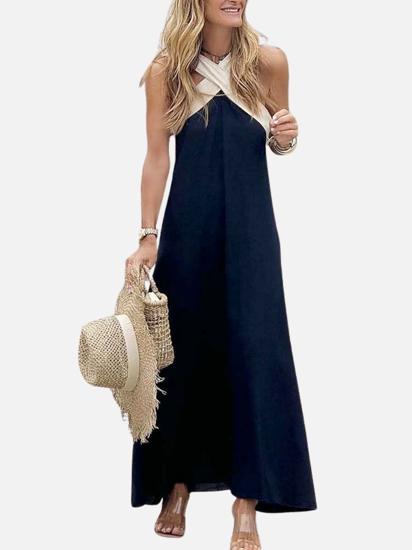 Camilla | Halterneck Maxikjole med Kryds