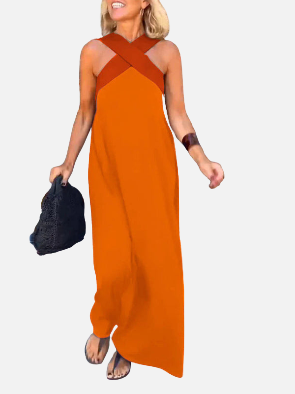 Camilla | Halterneck Maxikjole med Kryds