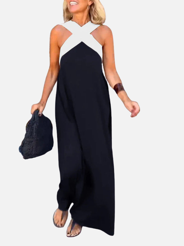 Camilla | Halterneck Maxikjole med Kryds