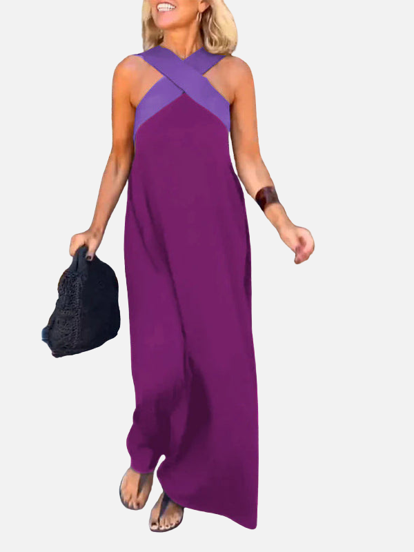 Camilla | Halterneck Maxikjole med Kryds