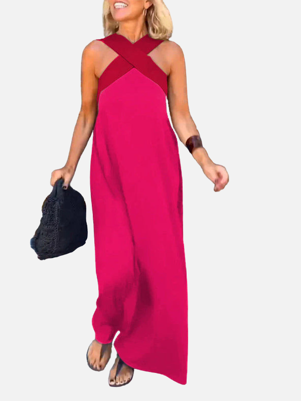 Camilla | Halterneck Maxikjole med Kryds