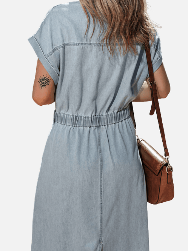 Camilla | Lang Denimkjole med Knapper