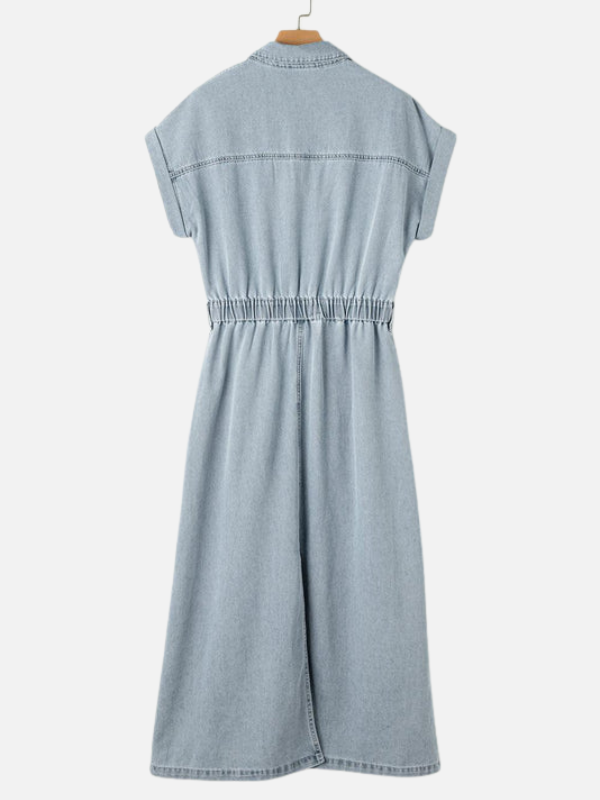 Camilla | Lang Denimkjole med Knapper