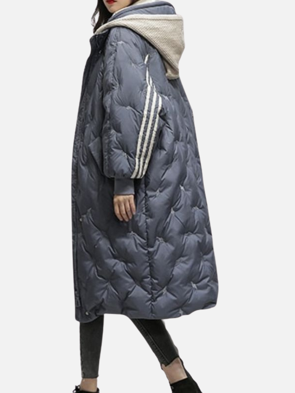 Kirsten | Lang Oversize Dunjakke med Hætte