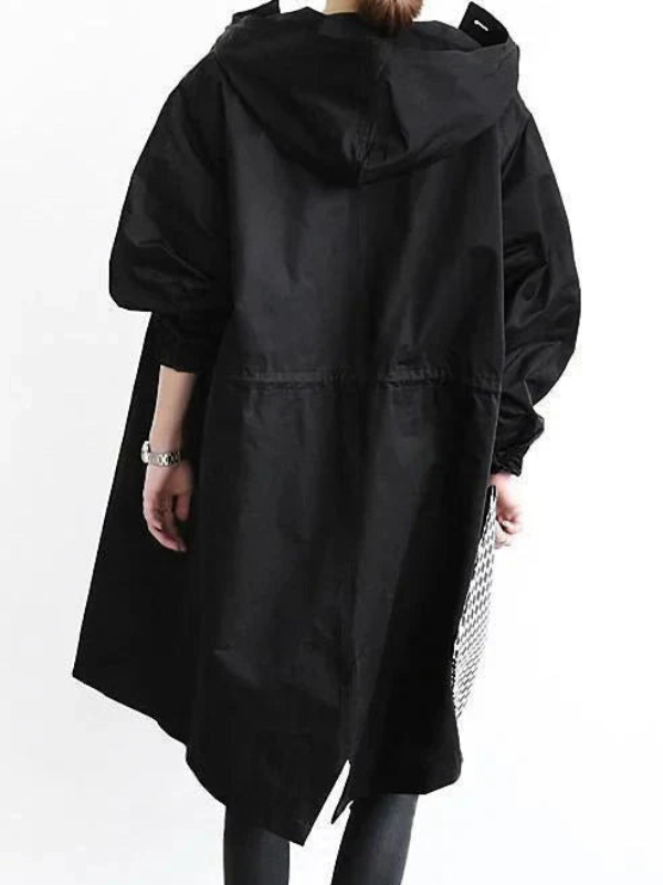 Anne | Lang Oversize Hættefrakke med Knapper