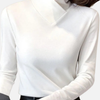 Camilla | Langærmet Bluse med Høj Hals, Basic