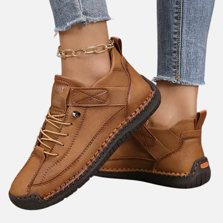 Lene | Lave Sneakers med Snøre og Velcrorem