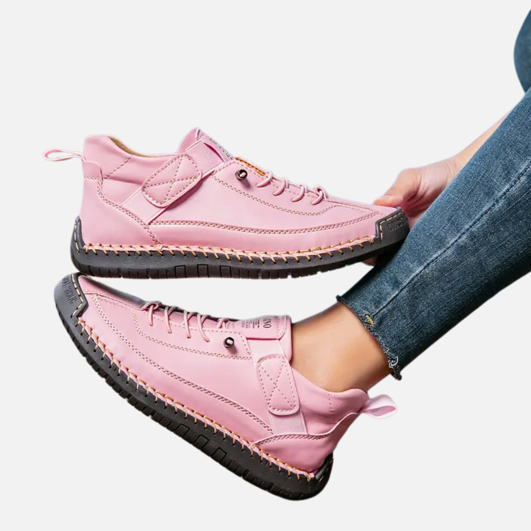 Lene | Lave Sneakers med Snøre og Velcrorem