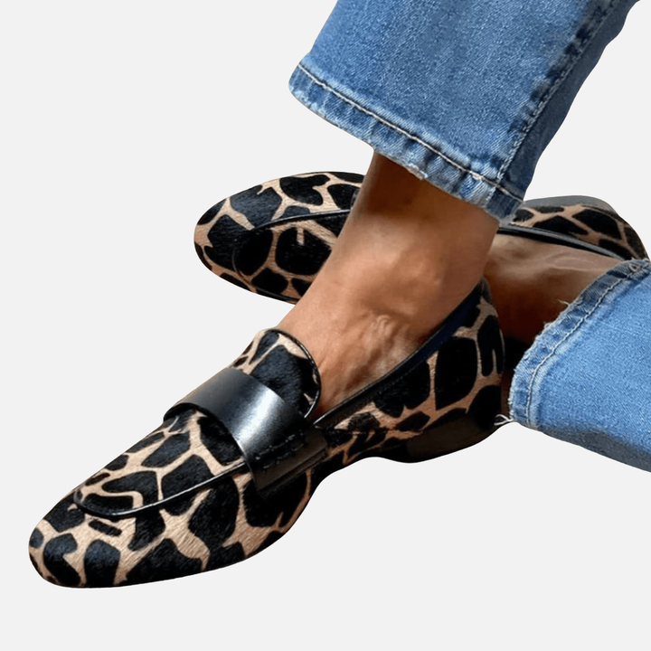Pia | Loafers med Leopardprint og Strop