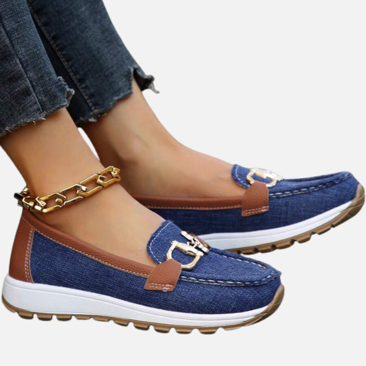 Mette | Loafers med Spænde og Skridsikker Sål