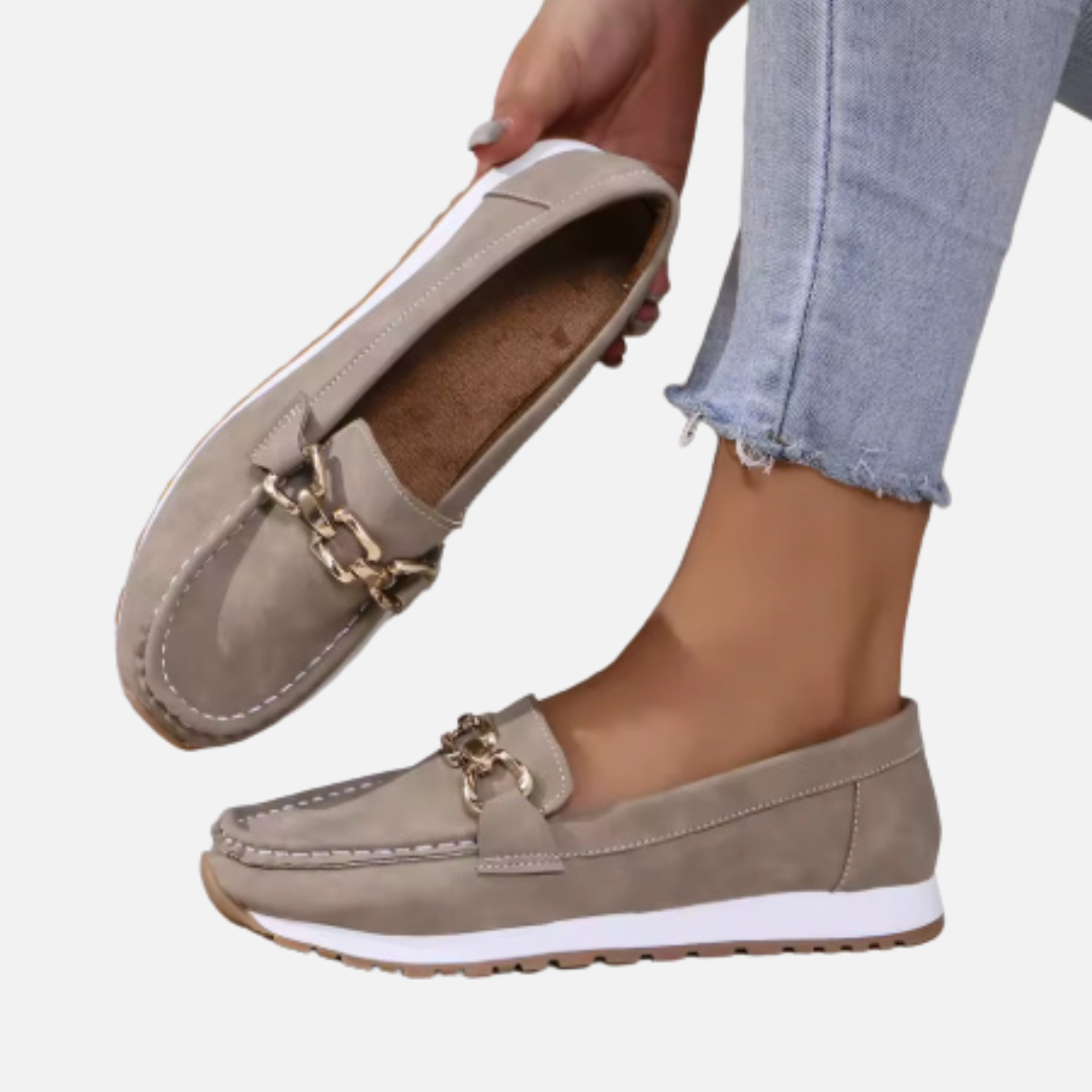 Mette | Loafers med Spænde og Skridsikker Sål