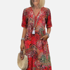 Karen | Mønstret Midikjole, Boho Sommerkjole